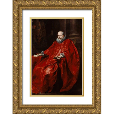 Portrait of Agostino Pallavicini Gold Ornate Wood Framed Art Print with Double Matting by Van Dyck, Anthony