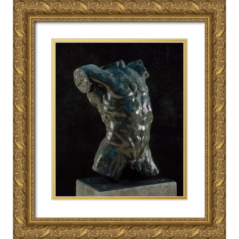 Marsyas - Torso of The Falling Man, ca. 1882-1889 Gold Ornate Wood Framed Art Print with Double Matting by Rodin, Auguste