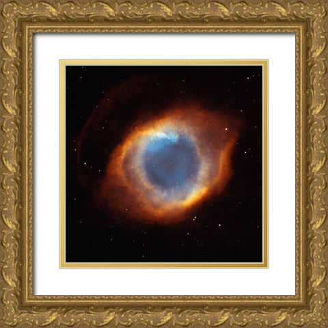 Helix Nebula - a Gaseous Envelope Expelled By a Dying Star Gold Ornate Wood Framed Art Print with Double Matting by NASA