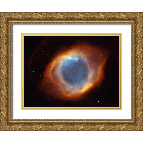 Helix Nebula - a Gaseous Envelope Expelled By a Dying Star Gold Ornate Wood Framed Art Print with Double Matting by NASA
