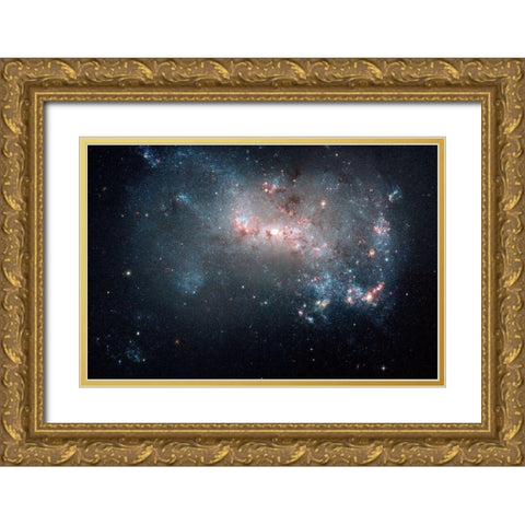 Stellar Fireworks Ablaze in Galaxy NGC 4449 Gold Ornate Wood Framed Art Print with Double Matting by NASA