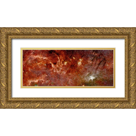 HST-Spitzer Composite of Galactic Center Gold Ornate Wood Framed Art Print with Double Matting by NASA