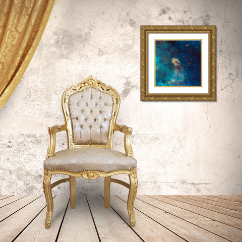 Jet in Carina - WFC3 UVIS Full Field Gold Ornate Wood Framed Art Print with Double Matting by NASA