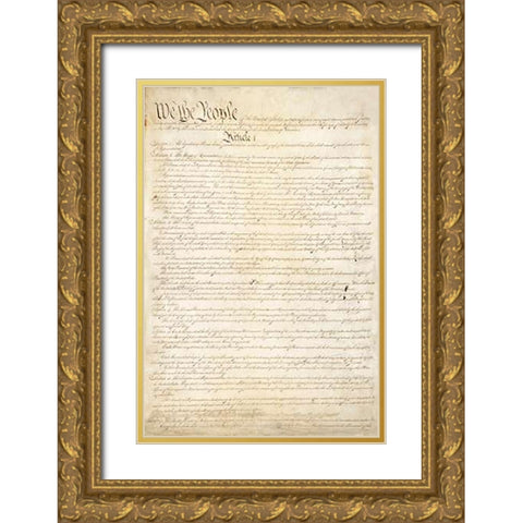 Constitution of the United States, 1787 Gold Ornate Wood Framed Art Print with Double Matting by Convention, Constitutional