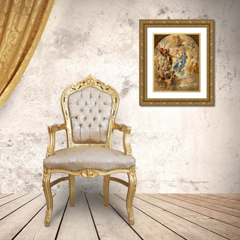 The Virgin as the Woman of the Apocalypse Gold Ornate Wood Framed Art Print with Double Matting by Rubens, Peter Paul