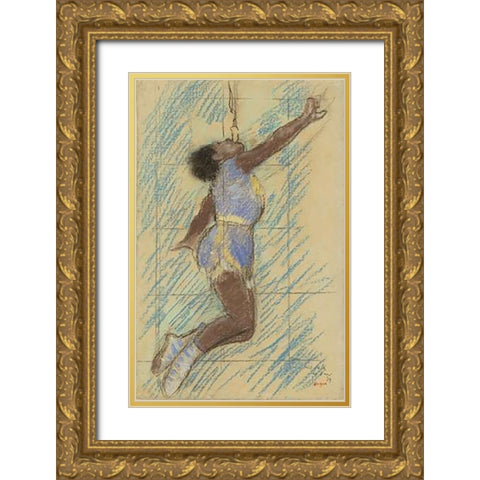Miss Lala at the Fernando Circus Gold Ornate Wood Framed Art Print with Double Matting by Degas, Edgar