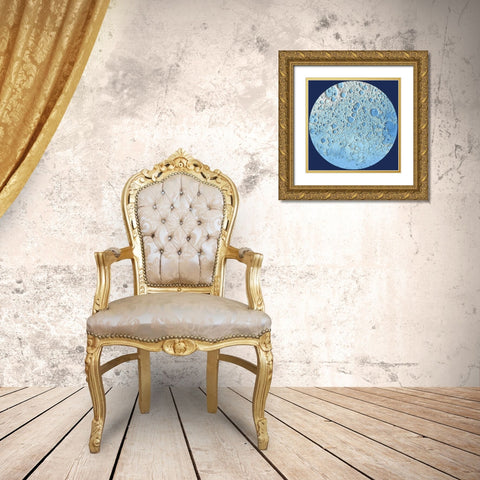 Unmarked Decorative Topographic Map of the Moon, North Pole Gold Ornate Wood Framed Art Print with Double Matting by United States Geological Survey