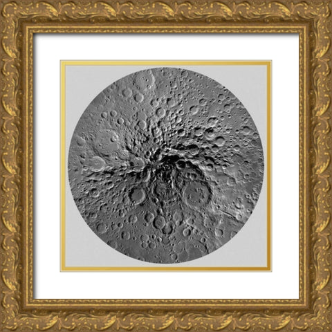 Unmarked Map of the Moon, South Pole Gold Ornate Wood Framed Art Print with Double Matting by US Geological Survey