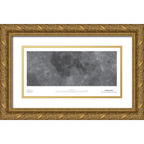 Map of the Moon, Projection Gold Ornate Wood Framed Art Print with Double Matting by United States Geological Survey