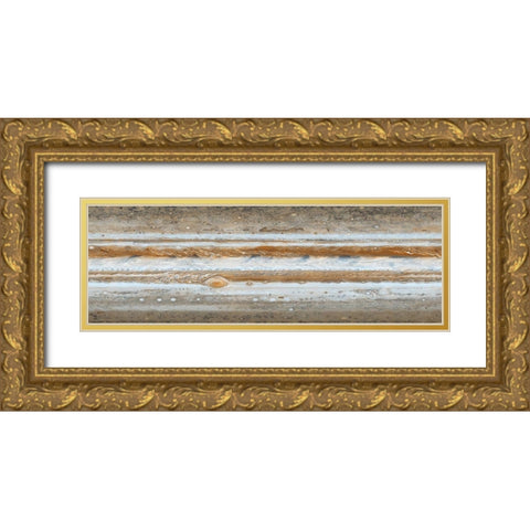 Map of Jupiter from Cassini Mission Gold Ornate Wood Framed Art Print with Double Matting by NASA