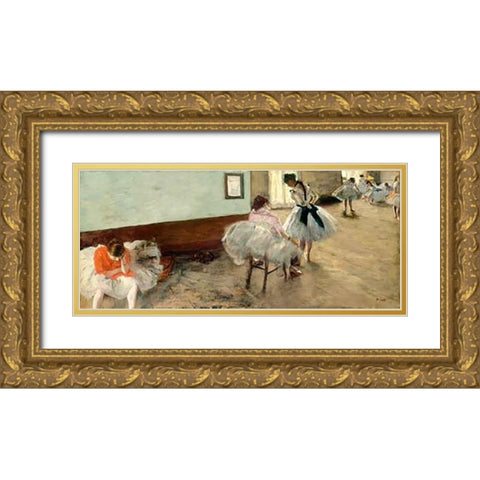 The Dance Lesson, c. 1879 Gold Ornate Wood Framed Art Print with Double Matting by Degas, Edgar