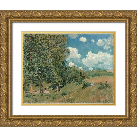 The Road from Versailles to Saint-Germain Gold Ornate Wood Framed Art Print with Double Matting by Sisley, Alfred