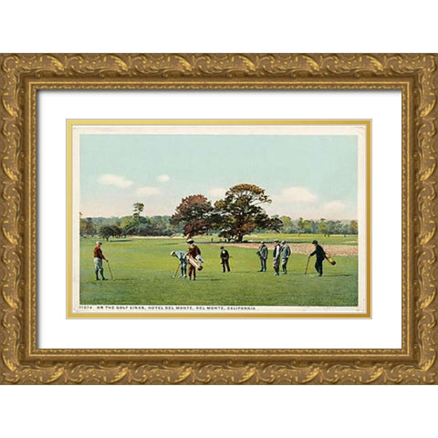 On The Golf Links Hotel Del Monte, Del Monte, Calif., 1898 Gold Ornate Wood Framed Art Print with Double Matting by Detroit Publishing Co.