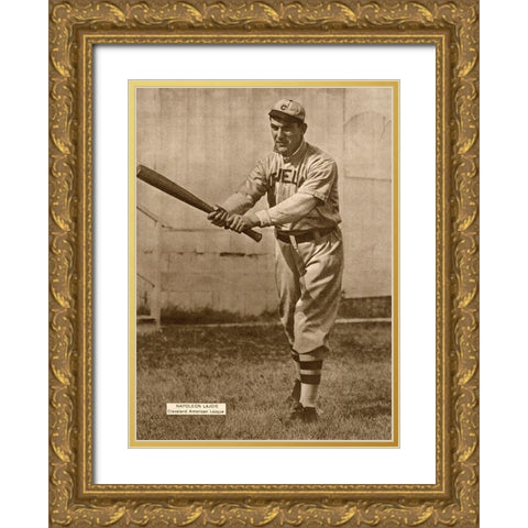 Napoleon Lajoie, Cleveland American League, 1880 Gold Ornate Wood Framed Art Print with Double Matting by Leopold Morse Goulston Baseball Collection,