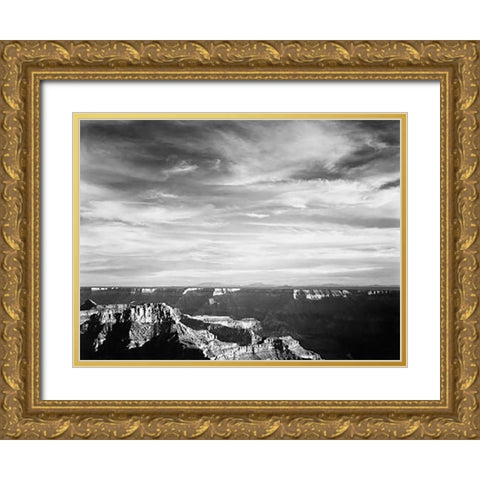 Grand Canyon from North Rim - National Parks and Monuments, 1940 Gold Ornate Wood Framed Art Print with Double Matting by Adams, Ansel