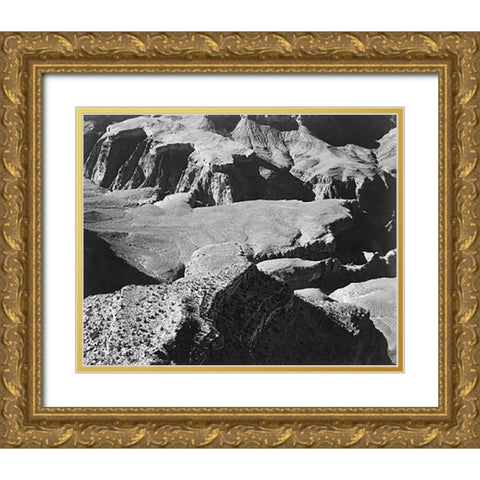 View from Yava Point, Grand Canyon National Park, Arizona - National Parks and Monuments, 1940 Gold Ornate Wood Framed Art Print with Double Matting by Adams, Ansel