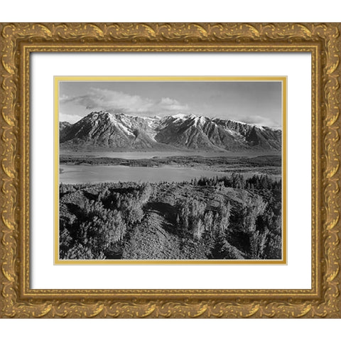 View across river valley, Grand Teton National Park, Wyoming, 1941 Gold Ornate Wood Framed Art Print with Double Matting by Adams, Ansel
