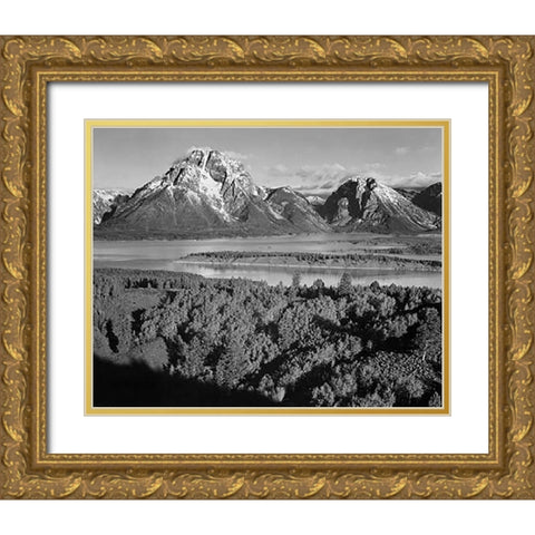 View toward Mount Moran, Grand Teton National Park, Wyoming, 1941 Gold Ornate Wood Framed Art Print with Double Matting by Adams, Ansel