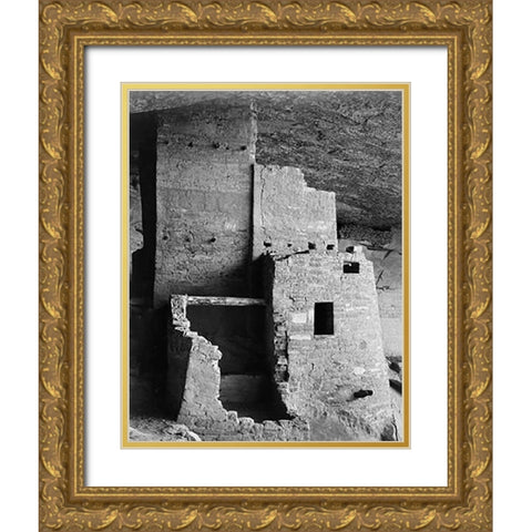 Close-up, Cliff Palace, Mesa Verde National Park, Colorado, 1941 Gold Ornate Wood Framed Art Print with Double Matting by Adams, Ansel