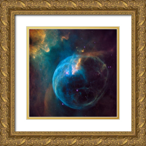 Bubble Nebula (NGC 7635) Gold Ornate Wood Framed Art Print with Double Matting by NASA
