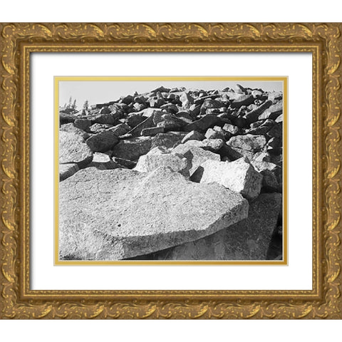 Moraine, Rocky Mountain National Park, Colorado, ca. 1941-1942 Gold Ornate Wood Framed Art Print with Double Matting by Adams, Ansel