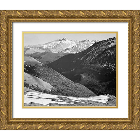 Longs Peak in Rocky Mountain National Park, Colorado, ca. 1941-1942 Gold Ornate Wood Framed Art Print with Double Matting by Adams, Ansel