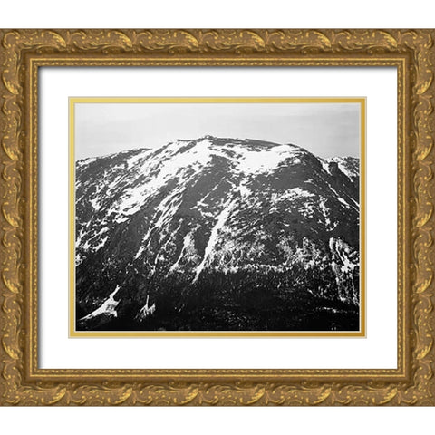 Full view of barren mountain side with snow, in Rocky Mountain National Park, Colorado, ca. 1941-194 Gold Ornate Wood Framed Art Print with Double Matting by Adams, Ansel