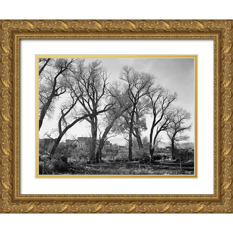 At Taos Pueblo National Historic Landmark, New Mexico, ca. 1941-1942 Gold Ornate Wood Framed Art Print with Double Matting by Adams, Ansel