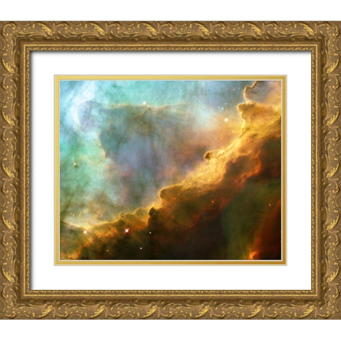 Omega Nebula (M17) Gold Ornate Wood Framed Art Print with Double Matting by NASA