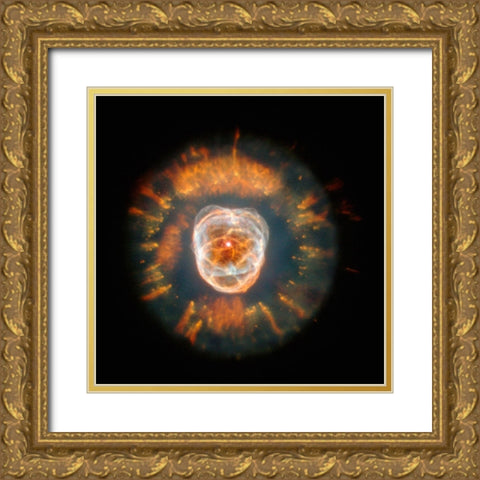 NGC 2392 - Eskimo Nebula Gold Ornate Wood Framed Art Print with Double Matting by NASA