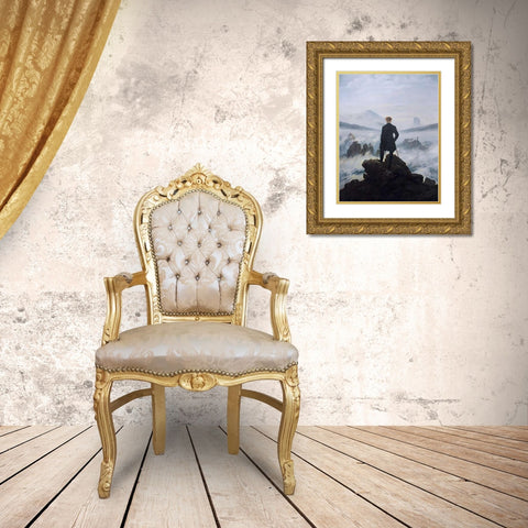 Wanderer Above the Sea of Fog Gold Ornate Wood Framed Art Print with Double Matting by Friedrich, Caspar David