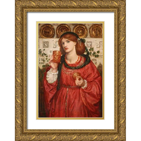 The Loving Cup, 1867 Gold Ornate Wood Framed Art Print with Double Matting by Rossetti, Dante Gabriel