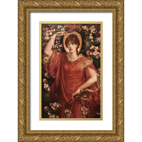 A Vision of Fiammetta, 1878 Gold Ornate Wood Framed Art Print with Double Matting by Rossetti, Dante Gabriel