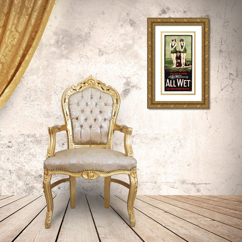All Wet,  1915 Gold Ornate Wood Framed Art Print with Double Matting by Hollywood Photo Archive