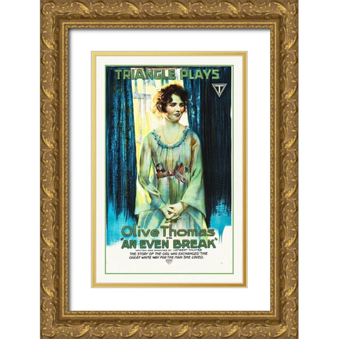 An Even Break, 1917 Gold Ornate Wood Framed Art Print with Double Matting by Hollywood Photo Archive