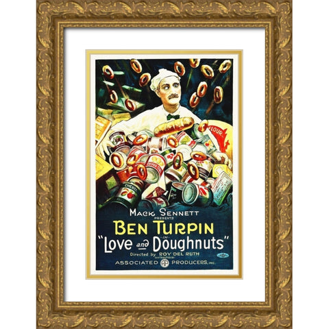 Ben Turpin, Love and Donuts, 1921 Gold Ornate Wood Framed Art Print with Double Matting by Hollywood Photo Archive