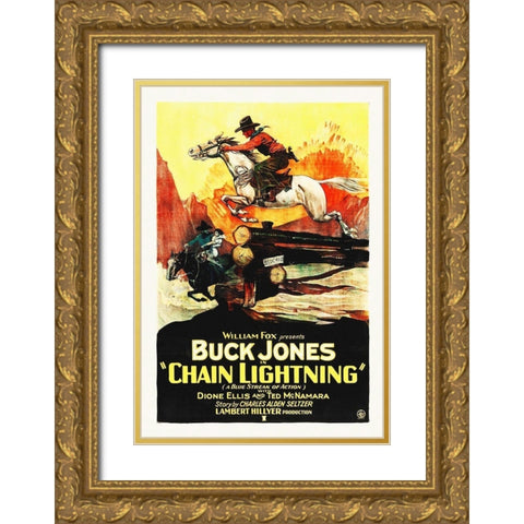 Buck Jones, Chain Lightning Gold Ornate Wood Framed Art Print with Double Matting by Hollywood Photo Archive