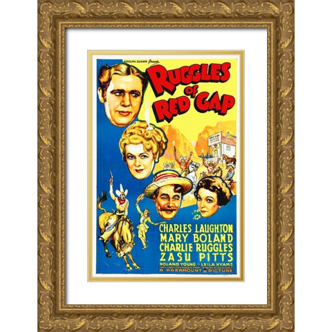 Charles Laughton and Zasu Pitts in Ruggles of Red Gap Gold Ornate Wood Framed Art Print with Double Matting by Hollywood Photo Archive