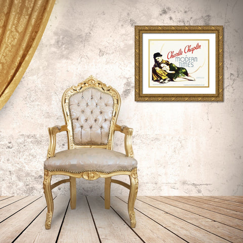 Charlie Chaplin, Modern Times Gold Ornate Wood Framed Art Print with Double Matting by Hollywood Photo Archive