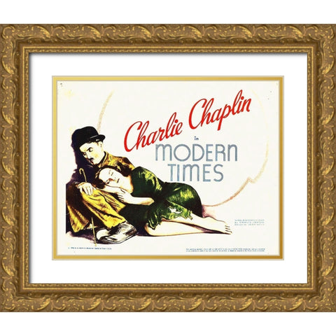 Charlie Chaplin, Modern Times Gold Ornate Wood Framed Art Print with Double Matting by Hollywood Photo Archive