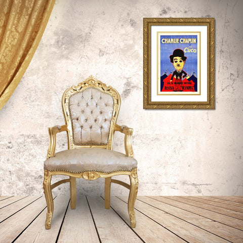 Charlie Chaplin, The Circus Gold Ornate Wood Framed Art Print with Double Matting by Hollywood Photo Archive