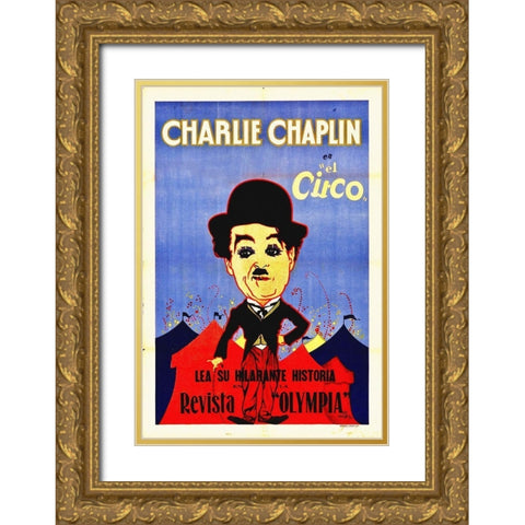Charlie Chaplin, The Circus Gold Ornate Wood Framed Art Print with Double Matting by Hollywood Photo Archive