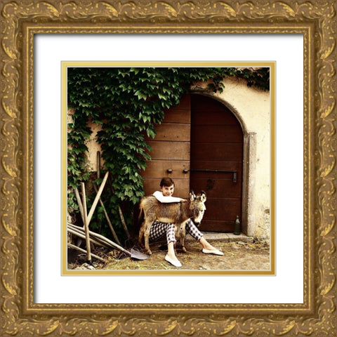 Audrey Hepburn Gold Ornate Wood Framed Art Print with Double Matting by Hollywood Photo Archive
