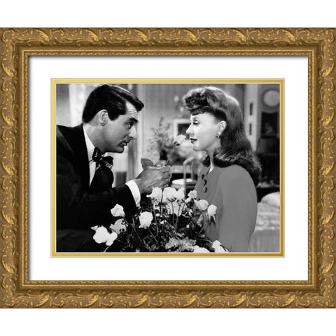 Cary Grant with Ginger Rogers - Once Upon A Honeymoon Gold Ornate Wood Framed Art Print with Double Matting by Hollywood Photo Archive