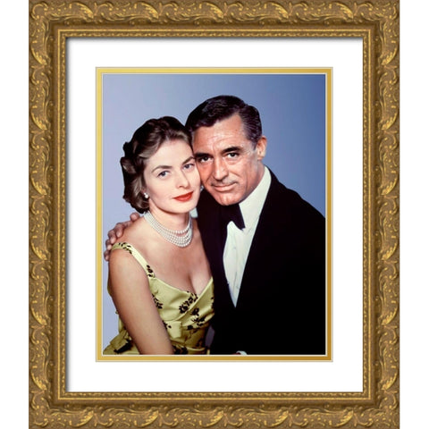 Cary Grant with Ingrid Bergman Gold Ornate Wood Framed Art Print with Double Matting by Hollywood Photo Archive