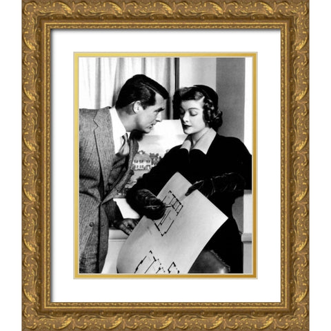 Cary Grant with Myrna Loy - Mr. Blandings Builds His Dream House Gold Ornate Wood Framed Art Print with Double Matting by Hollywood Photo Archive