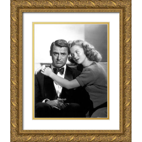 Cary Grant with Shirley Temple - The Bachelor and the Bobby-Soxer Gold Ornate Wood Framed Art Print with Double Matting by Hollywood Photo Archive