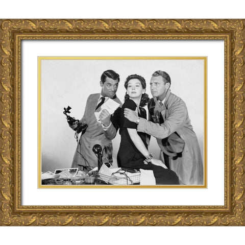 Cary Grant - His Girl Friday Gold Ornate Wood Framed Art Print with Double Matting by Hollywood Photo Archive