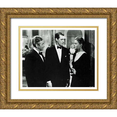 Cary Grant, Claude Rains and Ingrid Bergman - Notorious Gold Ornate Wood Framed Art Print with Double Matting by Hollywood Photo Archive