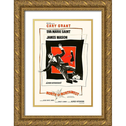 North by Northwest Gold Ornate Wood Framed Art Print with Double Matting by Hollywood Photo Archive